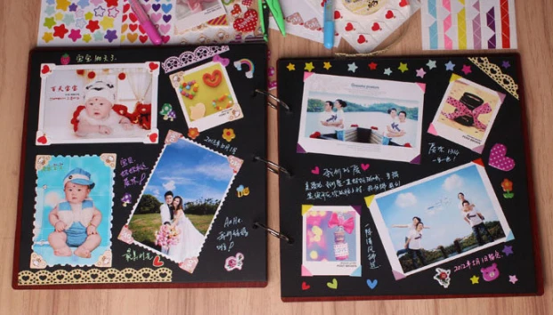 Creative 6 inch love wood album retro handmade album wedding youth album graduation photo album