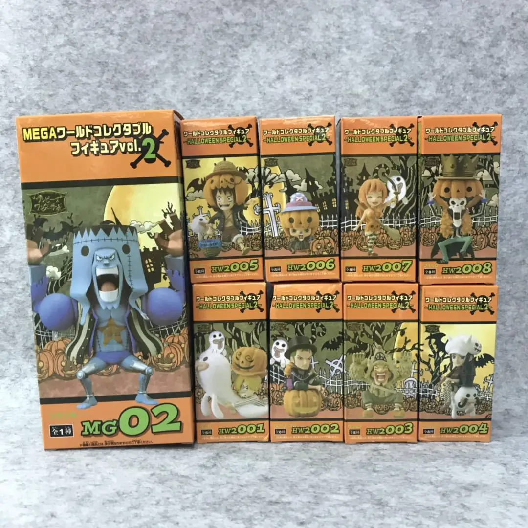 9 шт./компл. Аниме one piece WFC Хэллоуин Луффи Санджи Чоппер Нами Тыква Clollectible Фигурки