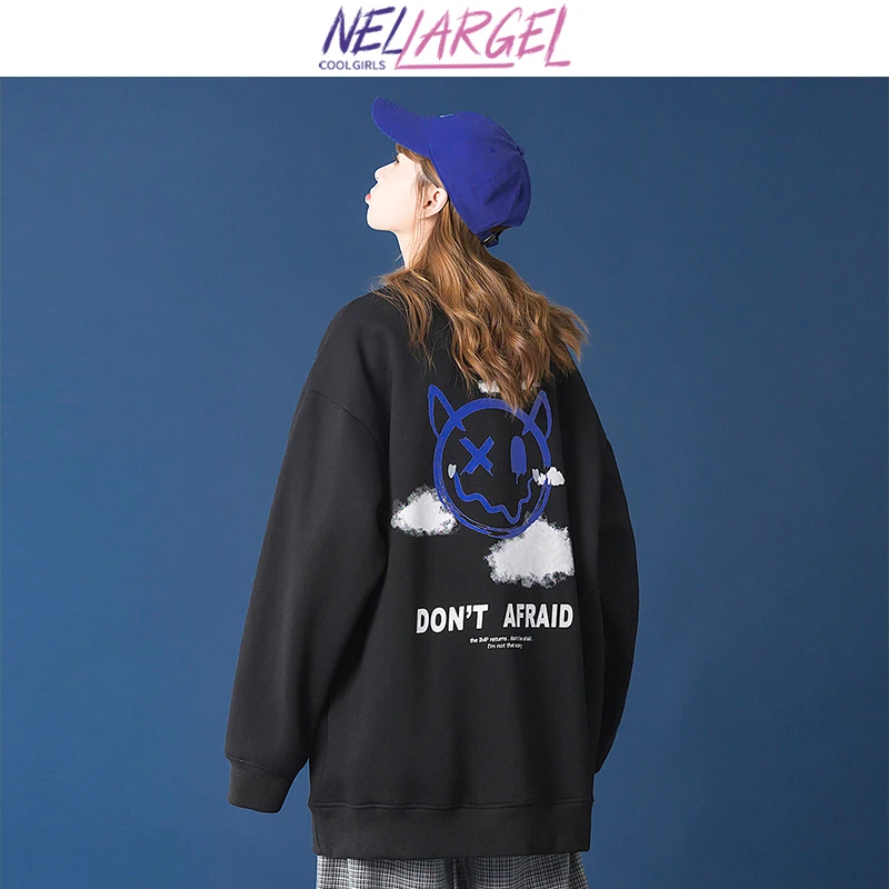 

NELLARGEL Women Designer Harajuku Funny Hoodies 2023 Female Vintage Japanese Streetwear Y2k Sweatshirts Girl Causal Baggy Hoodie