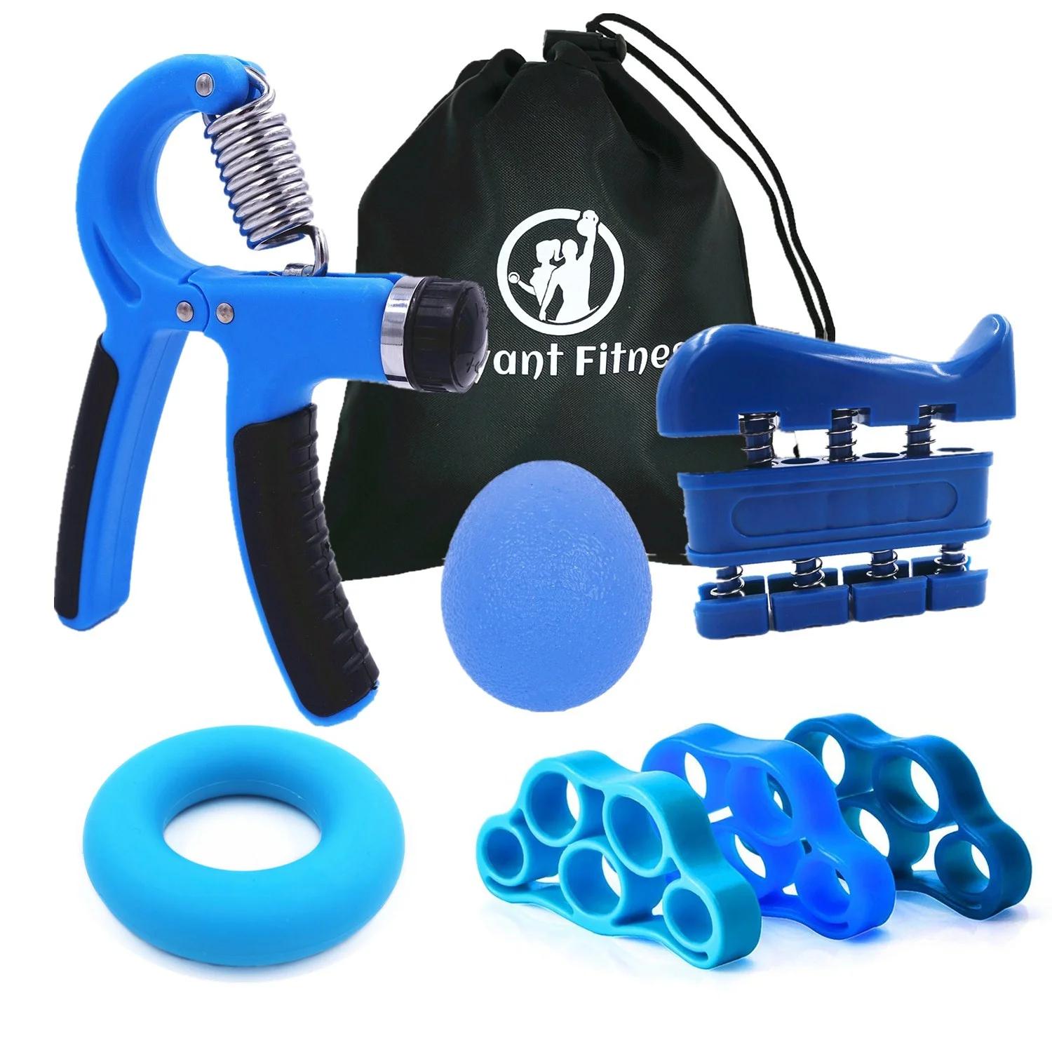 

Hand Grip Strengthener Workout Kit Adjustable Hand Gripper Ring Finger Exerciser Band for Rehabilitation and Stress Relief Ball