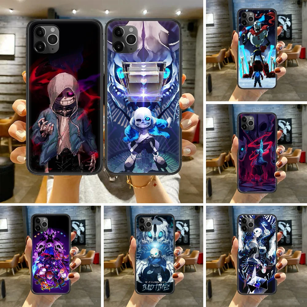 Undertale Sans Аниме Чехол для телефона для Iphone 5 5S 6 6S PLUS 7 8 11 12 Mini X XR XS PRO SE 2020 MAX черный Etui Fashion Coque on.
