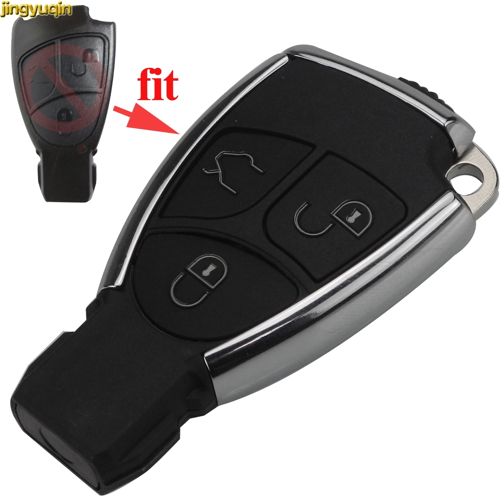 

Jingyuqin 2pcs Smart Car Key Shell For Benz A B C CL CLK E G GL R M ML S SLK Chrome Auto Remote Key Fob Case With Battery Holder