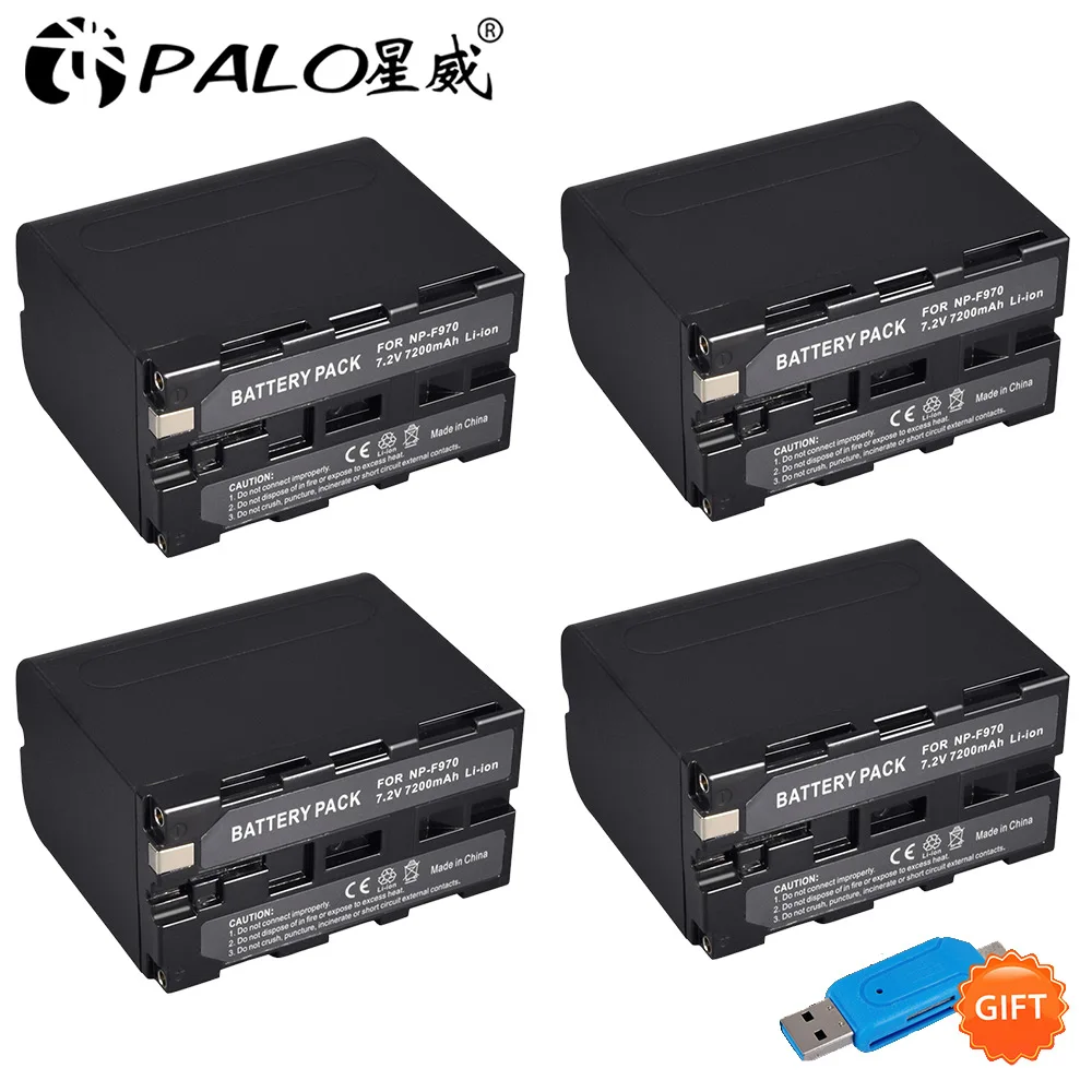 4 шт. 7200 мА/ч, NP-F960 NP-F970 NP F960 NP F970 камкордер батарея для sony NP-F550 NP-F770 NP-F750 NP F770 NPF960 NPF970