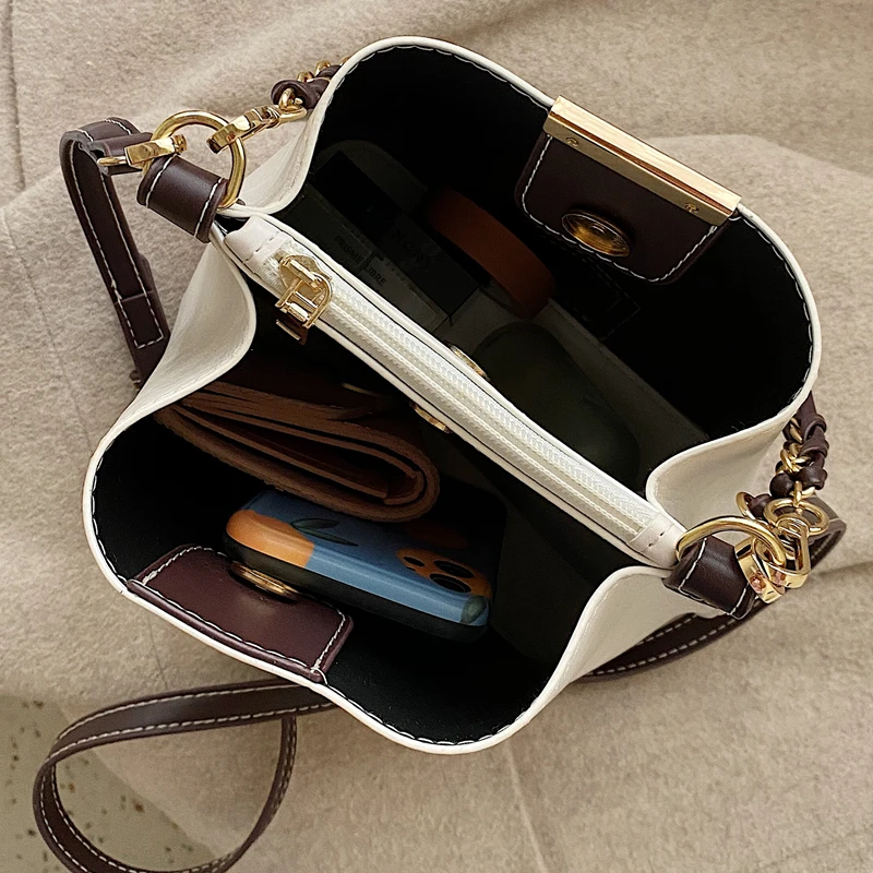 

Vintage Bucket Bag For Women 2020 PU Leather Crossbody Bag Shoulder Handbags Small Chain Solid Purse Cross body Winter
