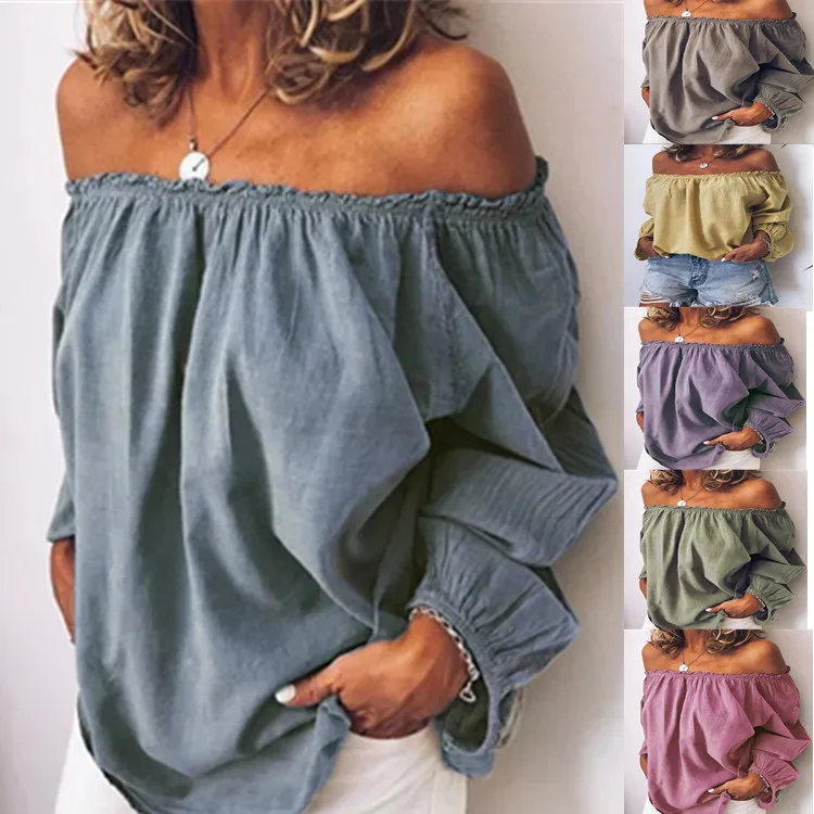 

Женская оригинальная однотонная эластичная плиссированная рубашка из хлопка и льна с воротником-стойкой, женская рубашка с длинным рукаво...