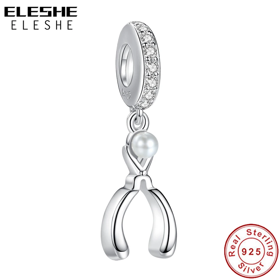 

ELESHE Genuine 925 Sterling Silver Tools Scissor Clear CZ Pendant Charm Fit Bracelet & Necklace for Women Jewelry Making