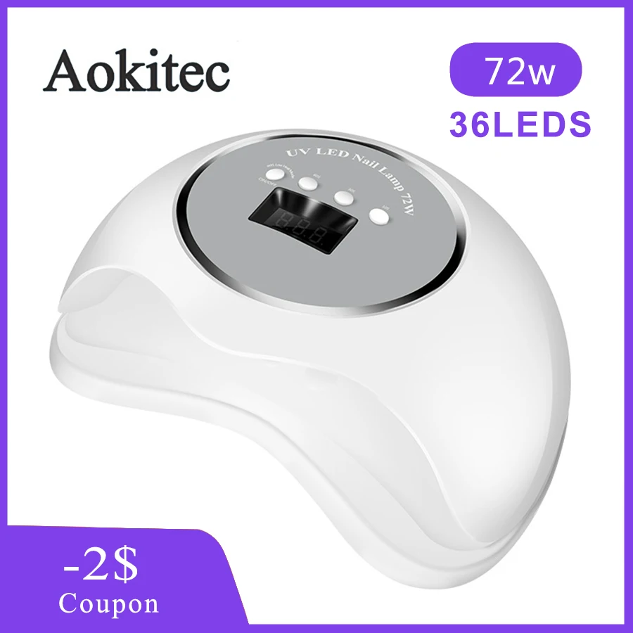 Aokitec 72 Вт лампа для ногтей с двумя руками светодиодная УФ Сушилка отверждения