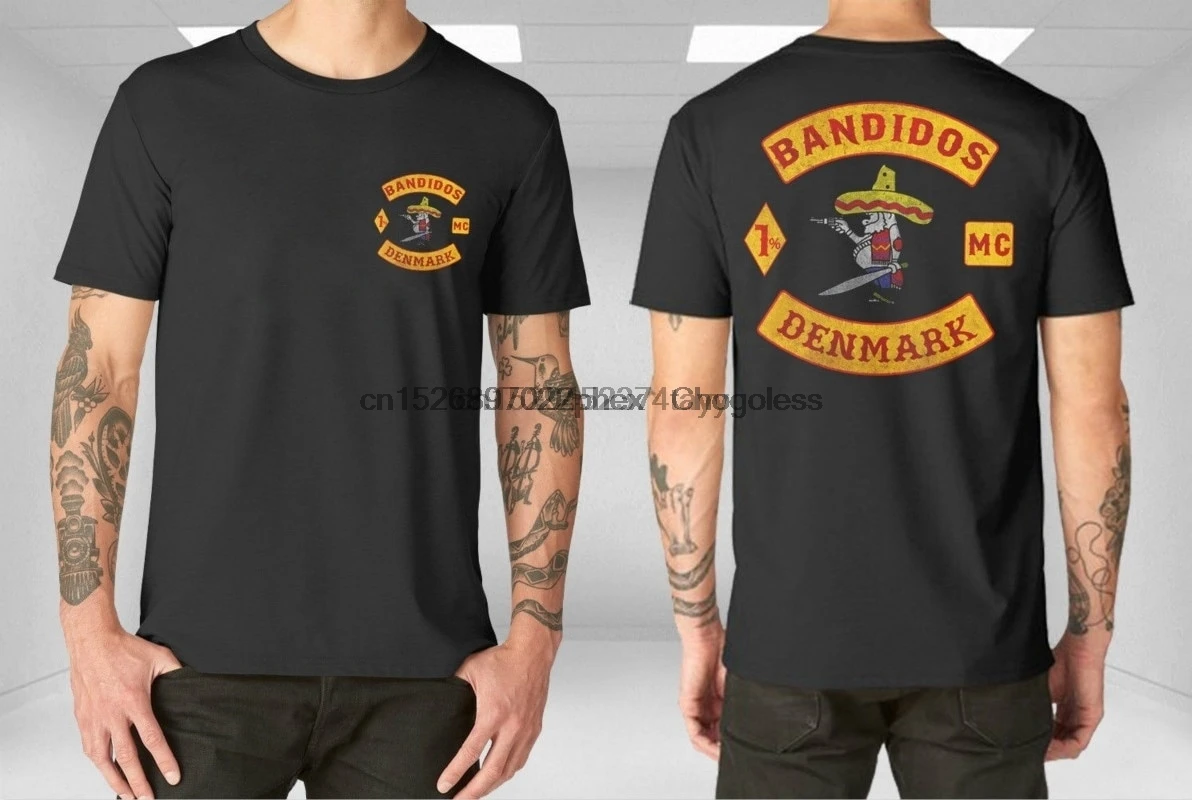 Bandidos Mc футболка Denmark Мотоцикл Чоппер Клубная рубашка модная хлопковая для мужчин