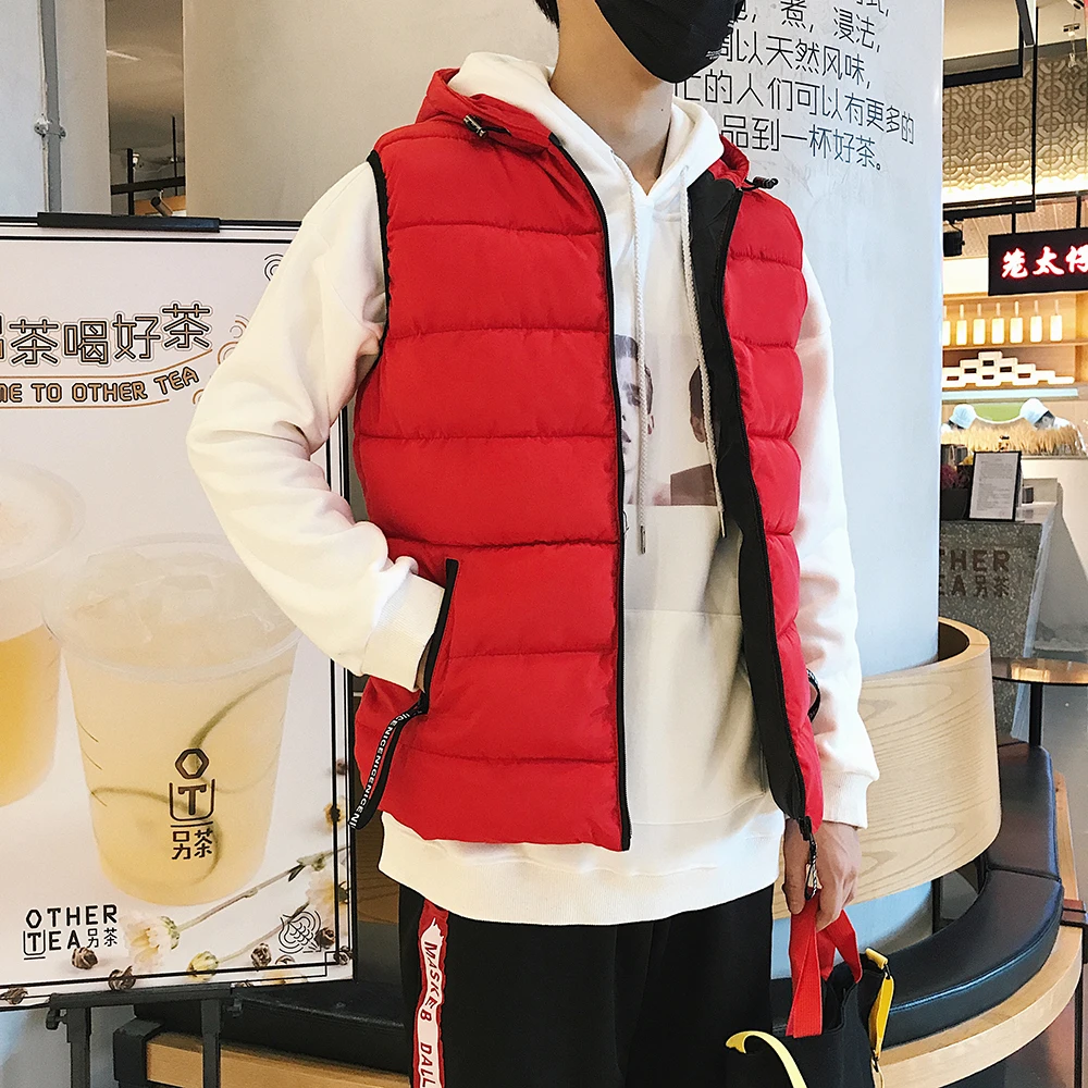 Мужская жилетка с капюшоном новинка 2019 осенняя зимняя теплая без рукавов мужская