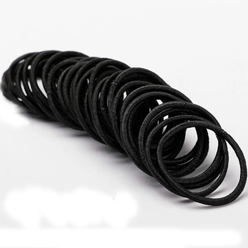 Black 50/100 шт. Девушки Конфеты Цвета нейлон 3 см безопасные эластичные резинки детей кольцо резинки для волос; прическа хвостик; Детские аксессуары для волос - Цвет: Black