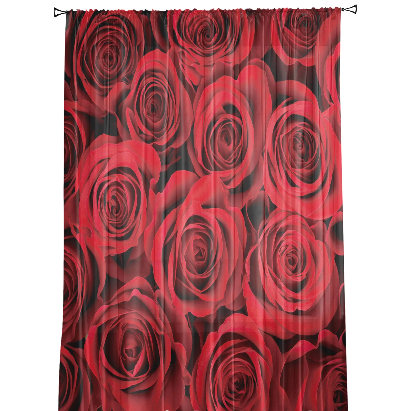 Красная роза Цветочный принт сплошные оконные панельные шторы комната для