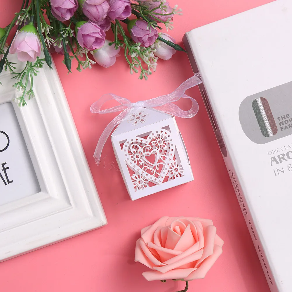 100 шт. роскошные дизайнерские конфетные коробки с лентой для украшения стола