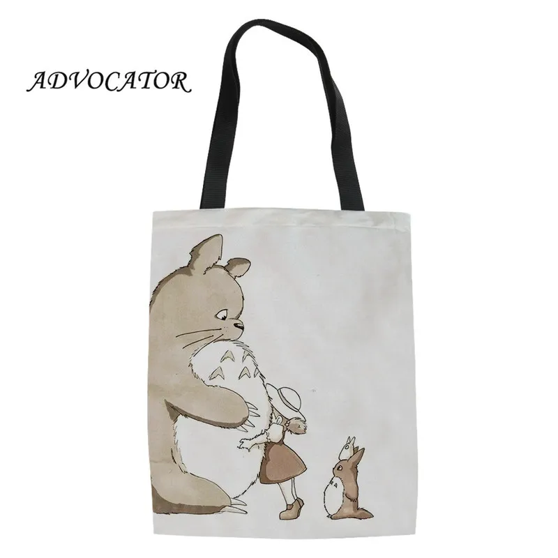 Сумка из парусины с принтом Тоторо для студентов сумка покупок через плечо книг