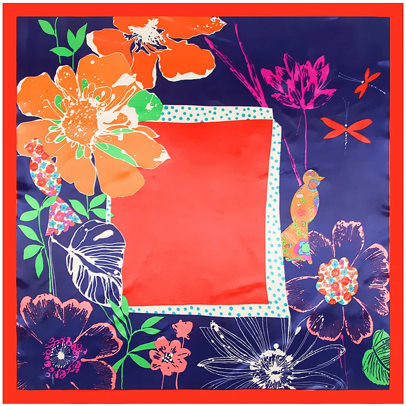 Роскошный шарф 90 см квадратные шали и палантины женский ручная роспись цветы