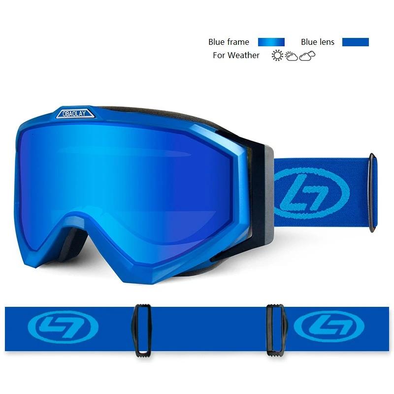 Blue Frame Лыжные очки для сноуборда очки маска двухслойная Анти-Туман UV400 Мужские и женские снегод Сноубординг зимние очки Gogle - Цвет: Blue Frame