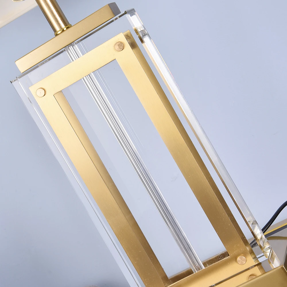 Квадратная Хрустальная большая настольная лампа черный трапециевидный абажур