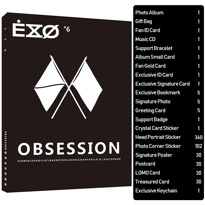 B-1 Kpop EXO 6-й альбом Набор фотоальбомов Подарочный пакет K-pop Фотокнига плакат BAEKHYUN KAI CHEN CHANYEOL SEHUN SUHO подарки для фанатов - Цвет: B-1