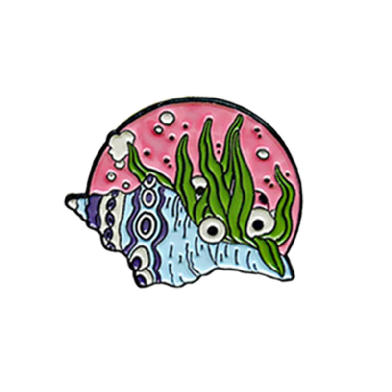 

Cartoon Pins Conch Creative Brooch With Eyes Happy In The Sea Bubble Fashion Badge Jewelry