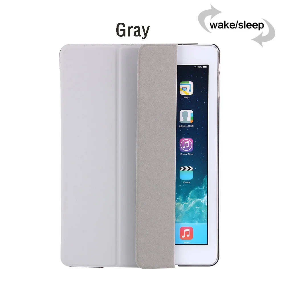 Ультратонкий Магнитный чехол для iPad 9,7, новинка, Air 1 2 A1822/A1893 A1474, умный чехол из искусственной кожи, Авто Режим сна/пробуждения - Цвет: Gray