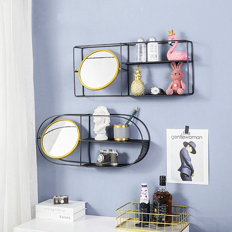 Металлическая настенная полка для гостиной геометрические полки в