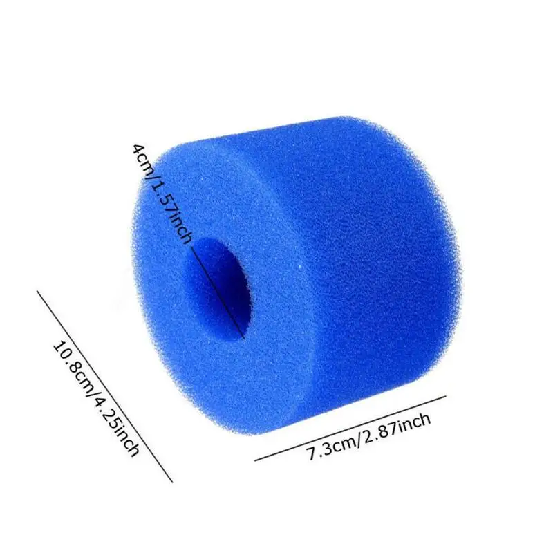 

1PC Blue High Density Cylindrical Swimming Pool Sponge Washable Filter Accessory For Foam Reusable Type Cartridge