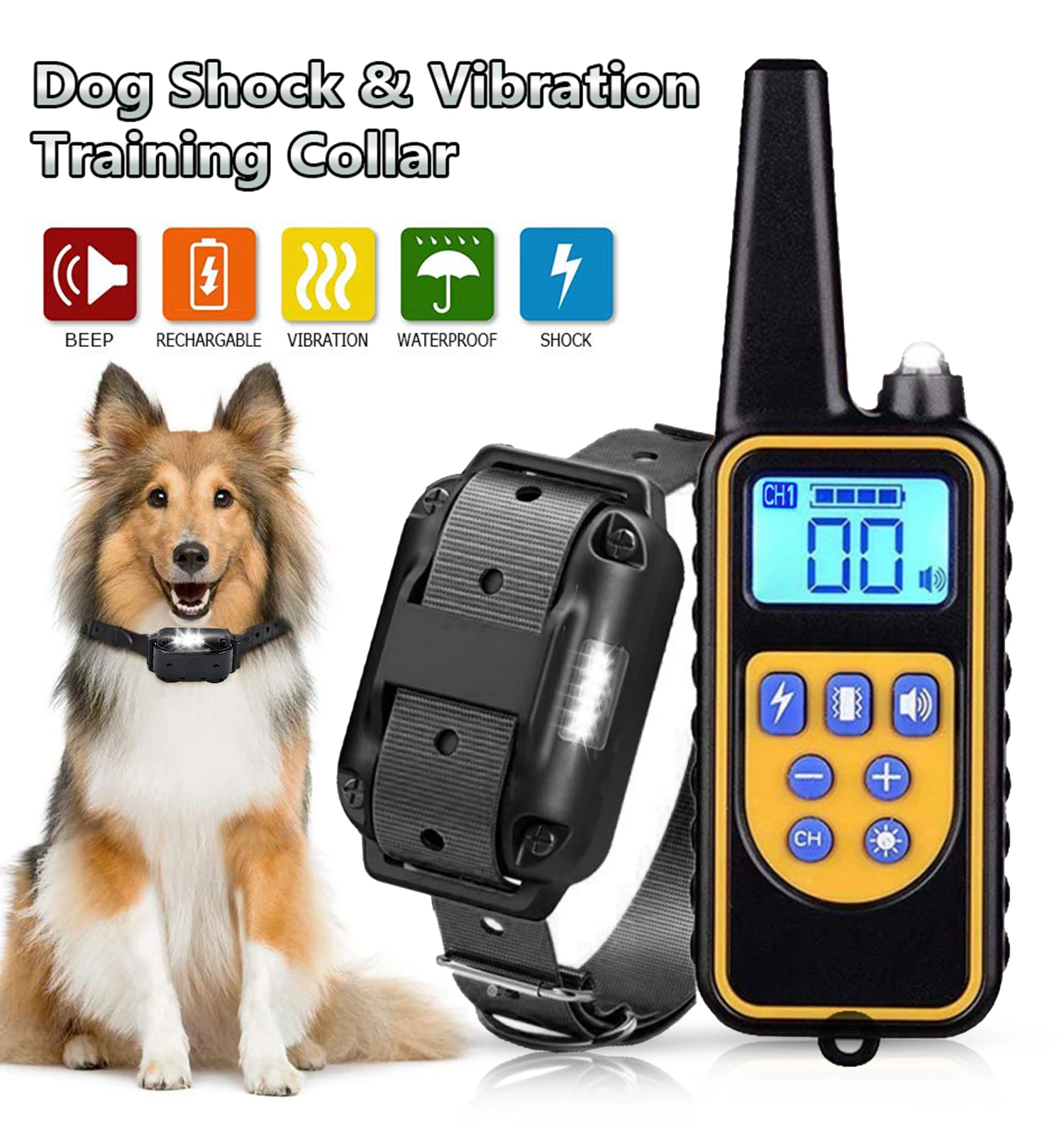 Тренировочный ошейник для собак 3 шт. с дистанционным управлением дальность 800