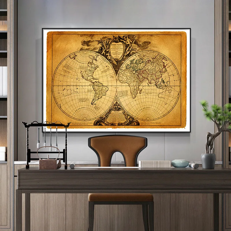 

Retro World Map Poster Prints For Living Room Office Vintage Ancient Nautical Line Canvas Painting Wall Art Home Decor Cuadros