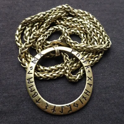 link chain bronze Дропшиппинг славянские Норвегия Valknut с Старший Футарк руны языческий амулет кулон Для мужчин ожерелье скандинавский Viking ювелирные изделия - Окраска металла: link chain bronze