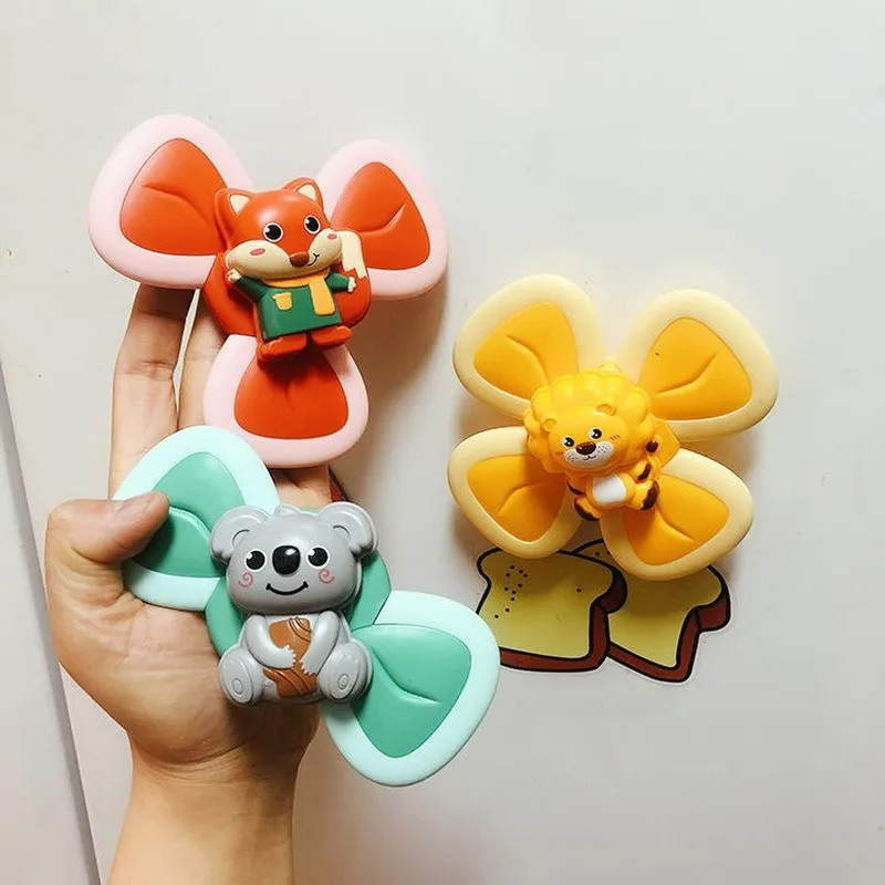 

Puzzle Baby Early Educational Toy Cartoon Shaped Spinner Fidget with Sucker Infant Toddler Water Bath Gyro Touch Sensory Toys