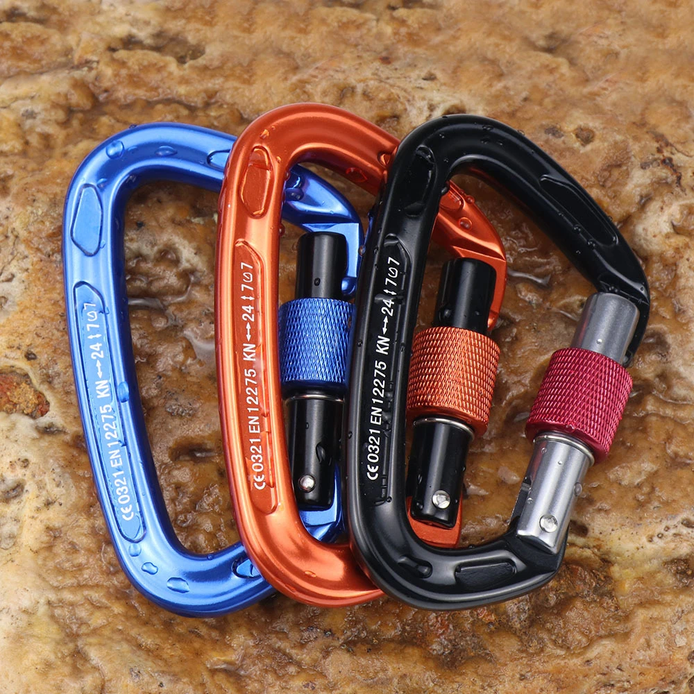 

Carabiner with Screw Locking Gate 24KN Heavy Duty Carabiner Clips for Hammocks Camping Hiking Accessories Climbing Equipment