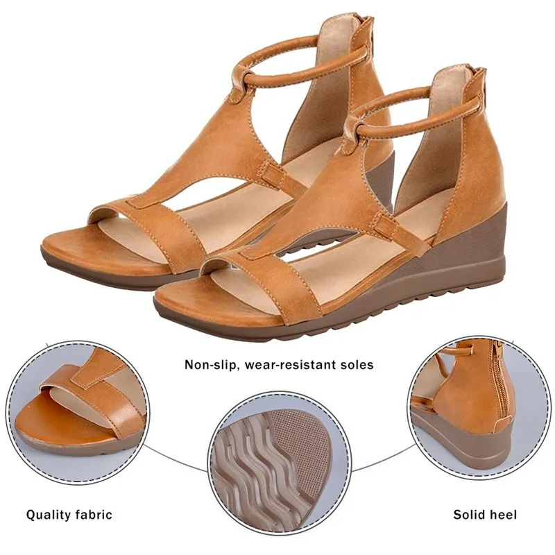 

Sandals Foreign Trade Large Size Roman Style 2021 New Versatile Heightened Temperament Wedge Women's Shoes Open Toe Wholesale