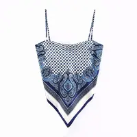 2021 New fashion Brand Women Print Sexy Chic Camis Tank Ladies Summer Backless Bowknot Sling Tops