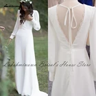 Женское свадебное платье с длинным рукавом, винтажное кружевное элегантное платье с открытой спиной в стиле бохо, шифоновое платье для невесты, 2021