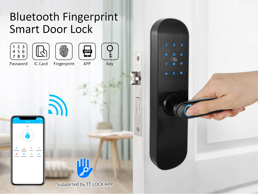 Отпечаток пальца дверной замок с TTlock приложение без ключа Wifi умный замок отпечаток пальца пароль электронный дверной замок для домашней безопасности