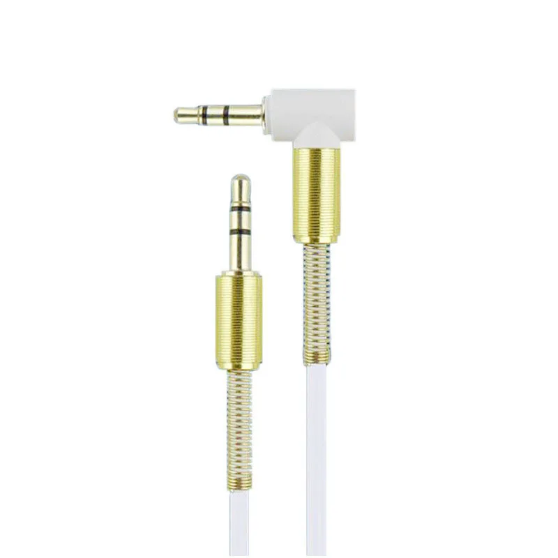 Anti-break high-elastic headphone cable 90 degree elbow spring audio cable 3.5 car AUX audio cable HIFI stereo audio cable
