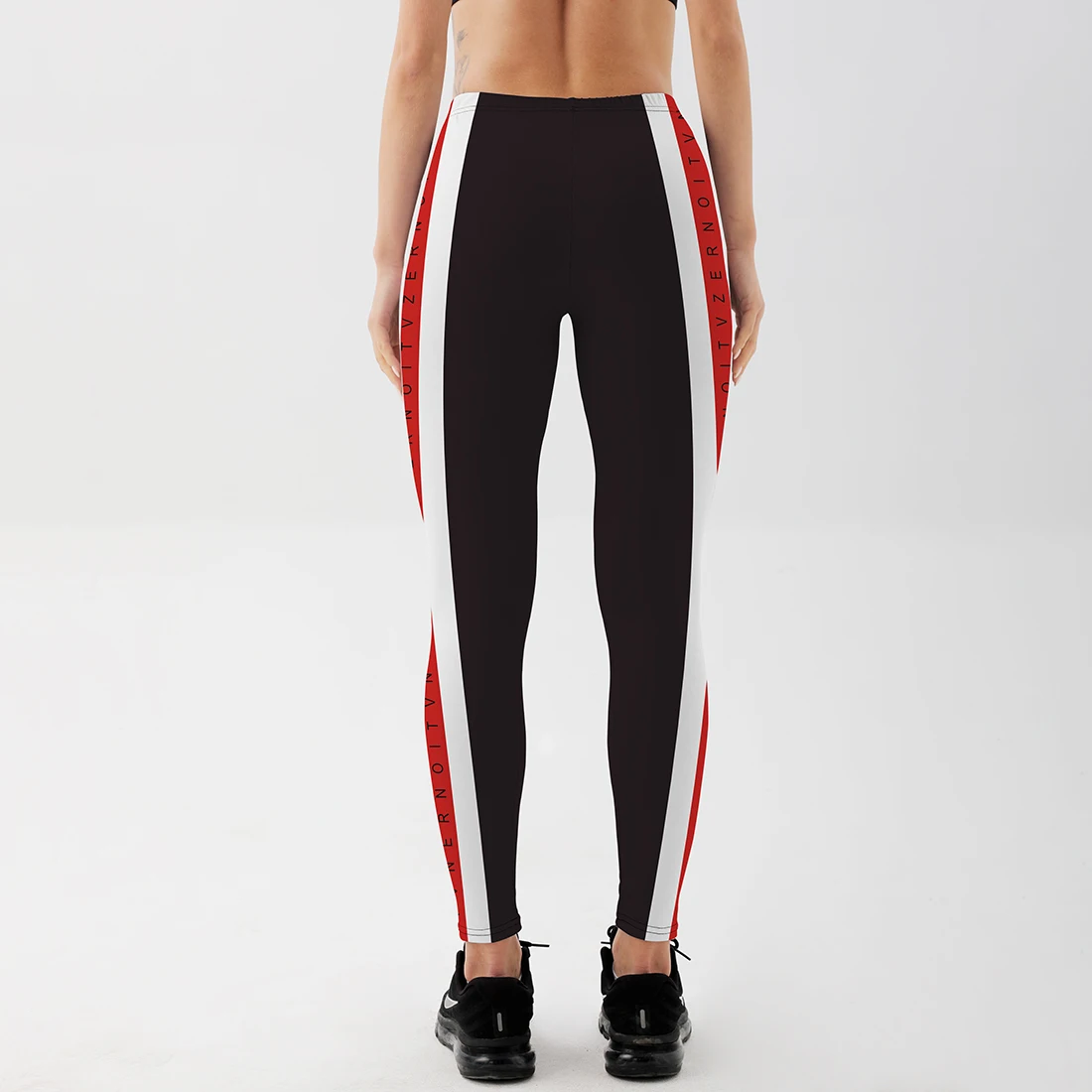 Женские облегающие леггинсы Qickitout летние в полоску и с буквенным принтом