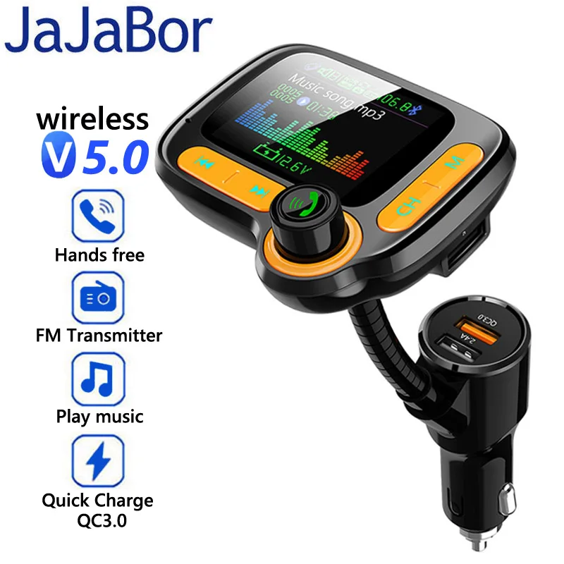 FM-трансмиттер JaJaBor Bluetooth 5 0 Автомобильный приемник громкой связи с цветным