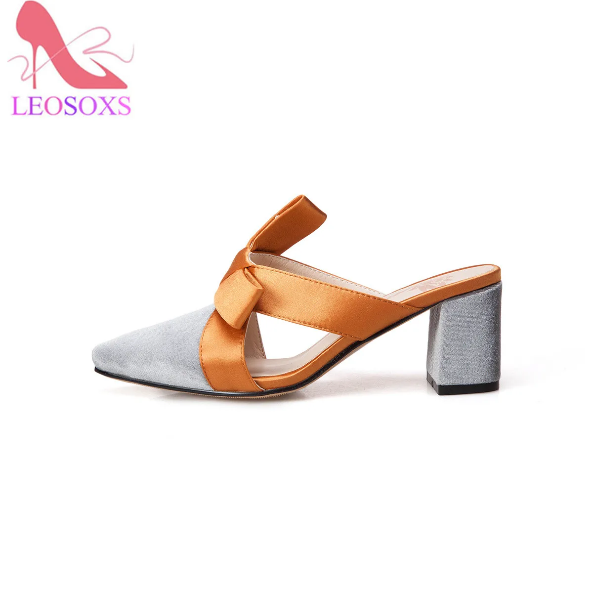 

2018 spring and summer women's shoes Korean silk satin Pointed bow tie slippers Baotou flat heel sets semi slippers