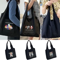 tote bag women%e2%80%98s shopping bags commuter shopper canvas bag reusable friends series pure cotton grocery bolsas eco handbags