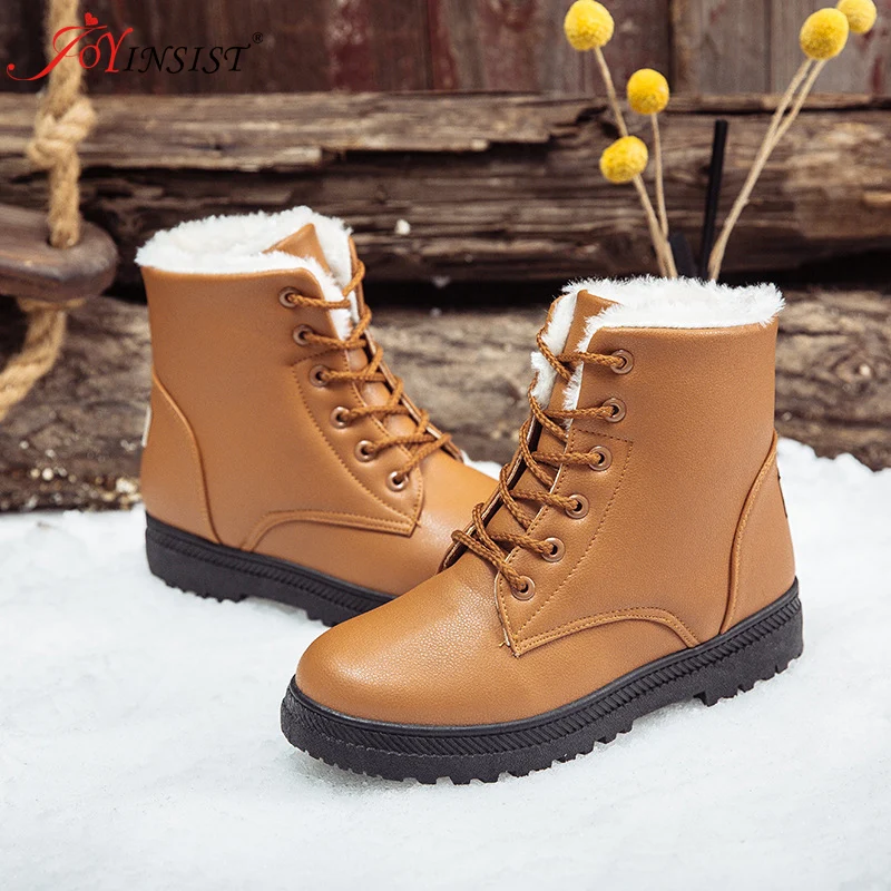 Female Snow Boots Winter Shoe Laces Leather Shoes Women Flat Waterproof 2022 Shoes Botas Mujer Botas Plus Size Boots