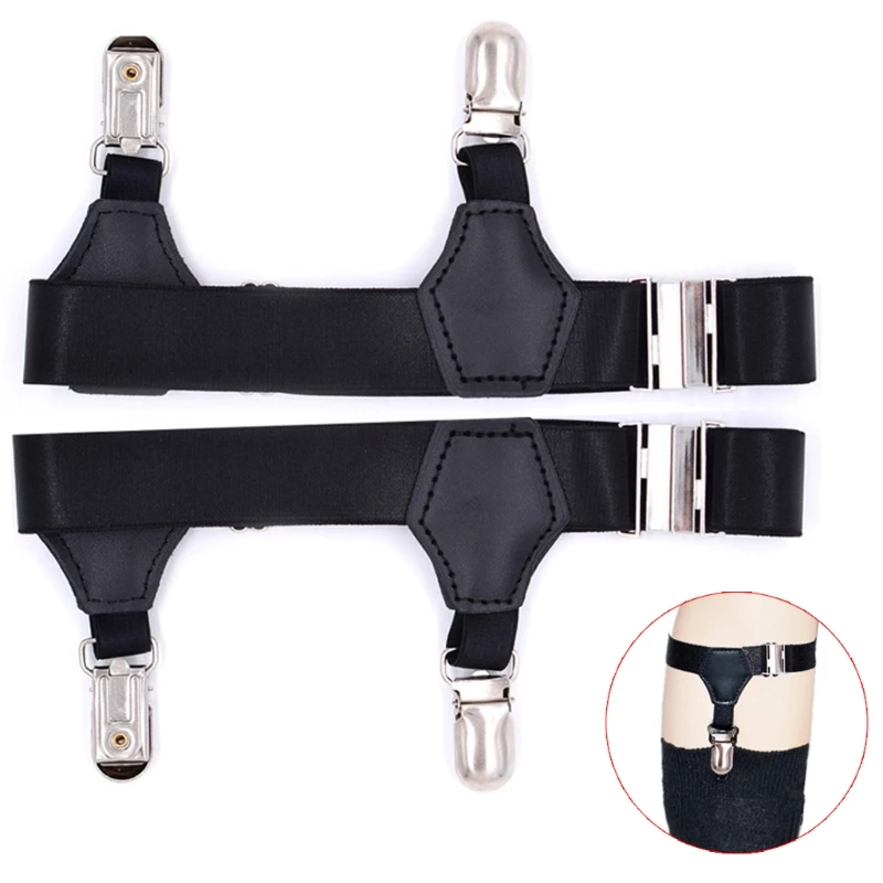 

2Pcs/Set Socks Garters Belt Suspenders Adjustable Non-slip Clips For Men Women 23GE