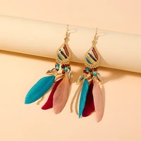europe and the united states restore ancient court ethos versatile bohemian earrings simple feather long tassel earrings
