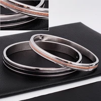 fashion high quality two color shine 316l stainless steel couple bracelet bangle at sale price