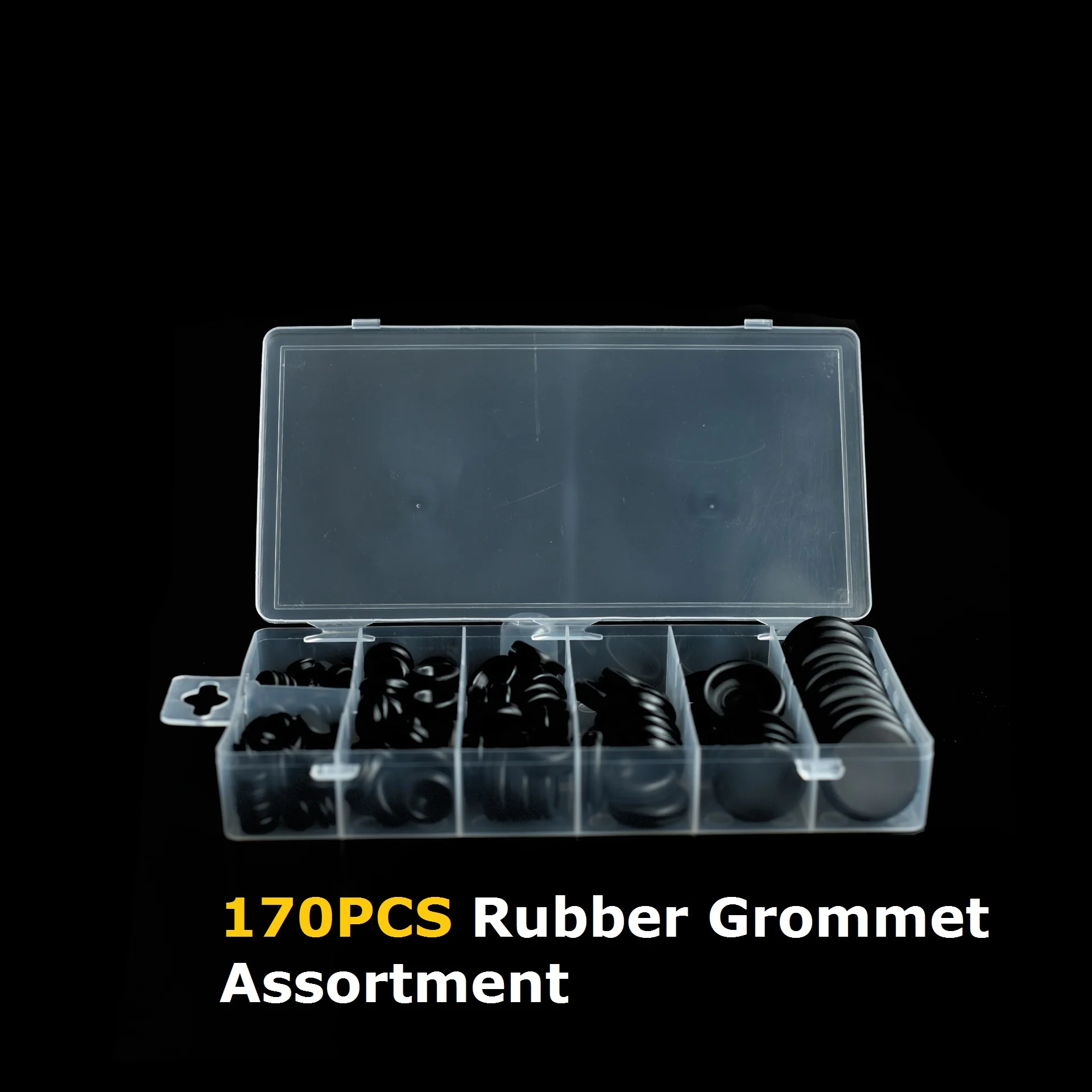 

170pcs Black Rubber Grommet Firewall Hole Plug Retaining Ring Set Car Electrical Wire Gasket Kit For Cylinder Valve Water Pipe