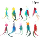 10 шт.партия заменяемые игрушки для кошек и перьев, интерактивные игрушки для домашних животных, кошек с маленьким колокольчиком без клюшки