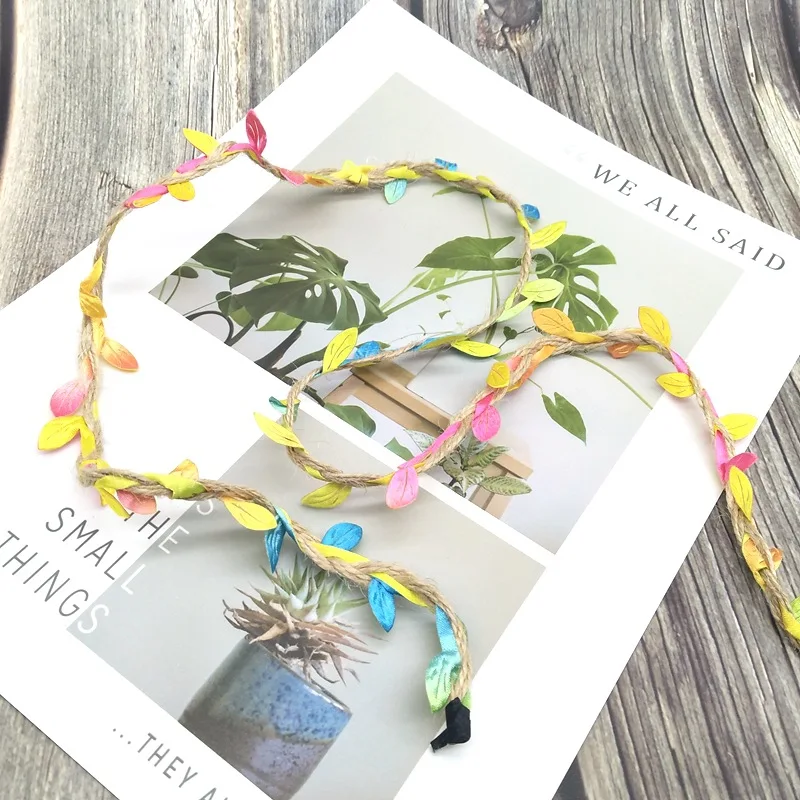 Имитация зеленых листьев плетеная пеньковая веревка сделай сам свадебное