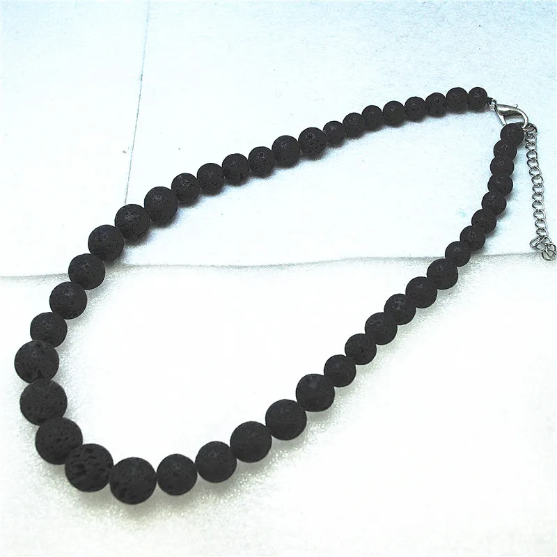 

Мужское ожерелье из натурального черного лавового камня, круглый шар 45 см, размер цепей 8-14 мм, 1 шт.