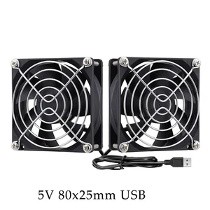 80 мм USB вентилятор 2 в 1 Компьютерный Вентилятор 5 в 80 мм вентилятор двойной USB PC вентиляторы с металлическим грилем Охлаждение для ноутбука PS4 TV Box AV cabint