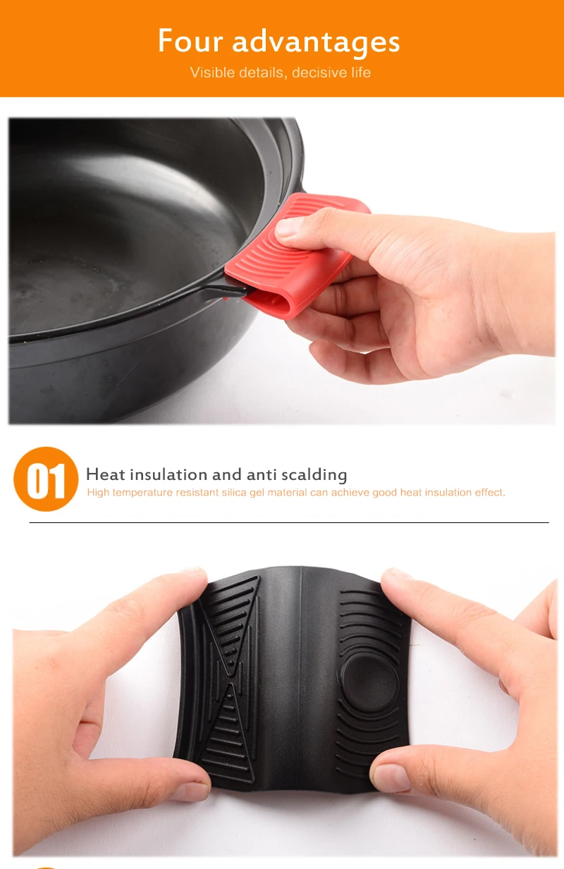 

Silicone High Temperature Gloves Non Slip Handle for baking BBQ Anti-scald Gloves Panhandle Mitts Cover Insulation Kitchen Tool