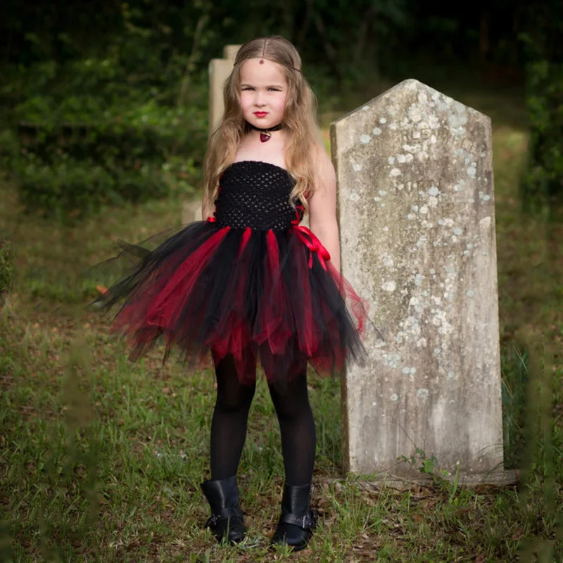Платье-пачка вампира карнавальный костюм на Хэллоуин для девочек детское
